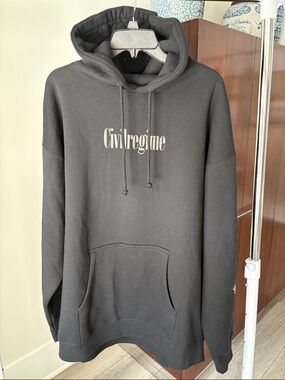 Civil Regime  Men's black Hoodie with flower embroidery detail sz M
